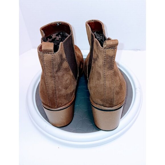 Womens Brown Suede Ankle Boots With Block Heel Size 11M - Picture 5 of 7